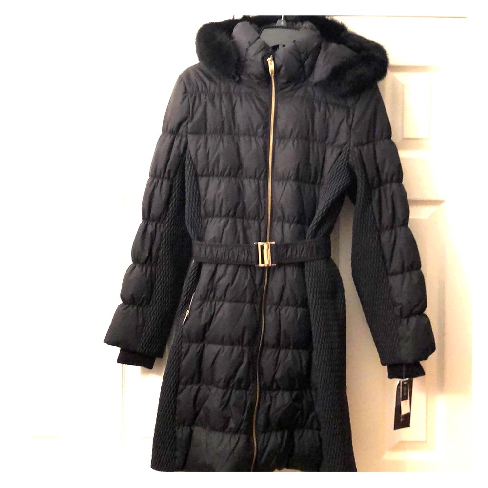 Down Puffer Coat with Fur-lined hood